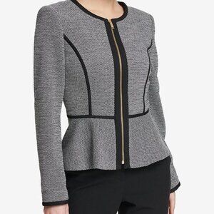Knit Piped Peplum Blazer